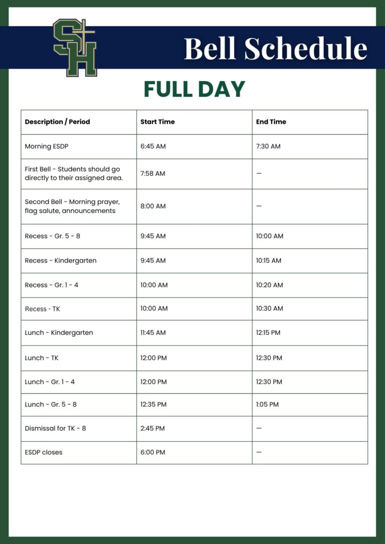 Bell Schedule Full Day